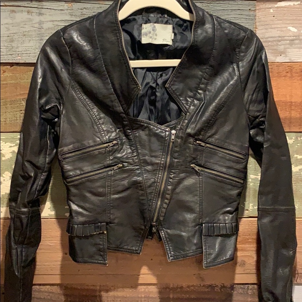 Distressed black moto biker jacket by Ryu